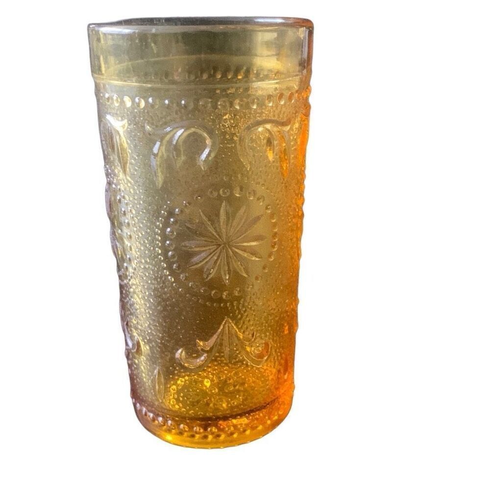 Vintage Brockway Glass Co American Concord Amber Glass Juice Tumbler Americana